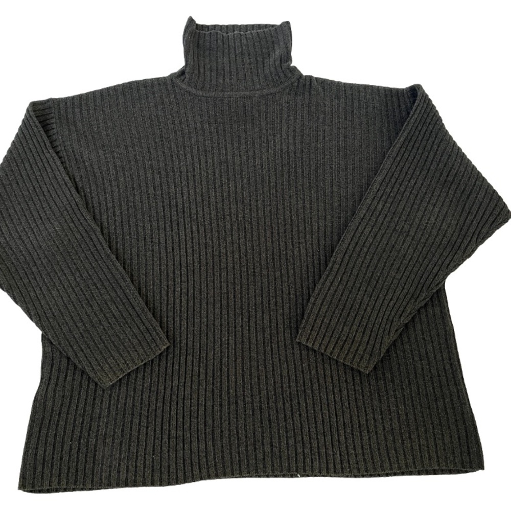 Country Road Men’s XXL Ribbed Cotton/Wool Charcoal Gray Turtleneck Sweater 90s
